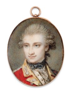 Generalmajor John Scott, i skarlagenrød uniform med gule ansigter