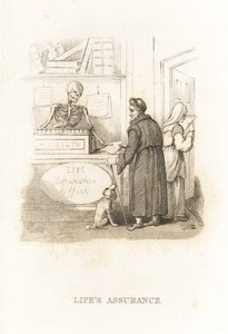 Dødens skelet på forsikringskontoret. ,1827 (gravering)