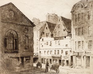 Lady Warkstairs og Union Hall (radering) af Richard Davidson Winter