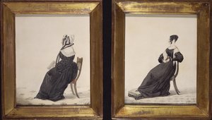 To portrætter af enker, 1837 (wc og blyant på papir) af Richard Dighton