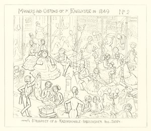 1849, En udsigt til en fashionabel habitbutik af Richard Doyle
