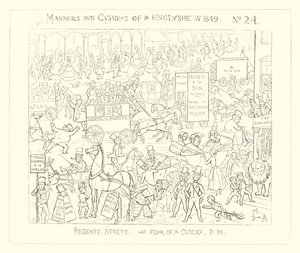 1849, Regent Street klokken fire om eftermiddagen af Richard Doyle