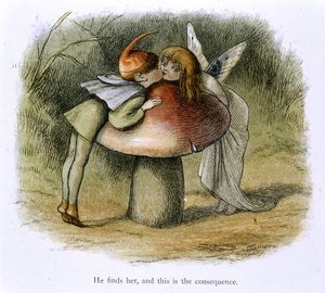 En nisse og en fe kysser af Richard Doyle