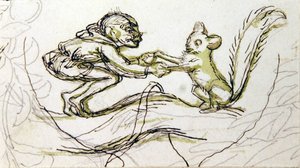 Goblin and Squirrel (pen, blyant og vask på papir) af Richard Doyle