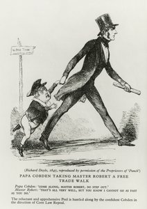 Papa Cobden tager Master Robert på en frihandelsvandring, 1845 af Richard Doyle