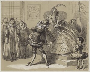 Scene mellem dronning Elizabeth og hendes yndling Essex (akvatint)