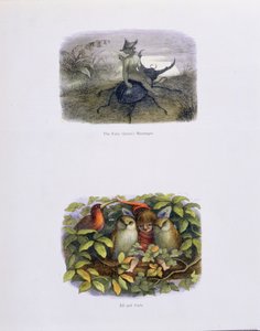 Eventyrdronningens budbringer og Elf og ugler, illustrationer fra "I Eventyrland: A Series of Pictures from the Elf-World" af William Allingham og Andrew Lang af Richard Doyle