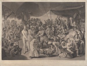 Oberst Mordaunts hanekamp i Lucknow af Richard Earlom