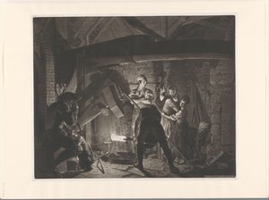 Familie i en smedebutik En jernsmedje af Richard Earlom