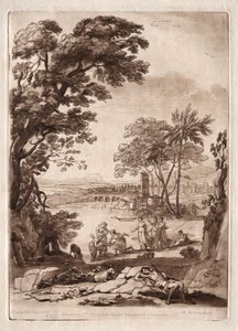 Liber Veritatis: Nr. 47, En flodscene med fundet af Moses af Richard Earlom