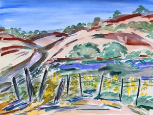 Dry Hills, Northern California, 2021 (akvarel på papir)