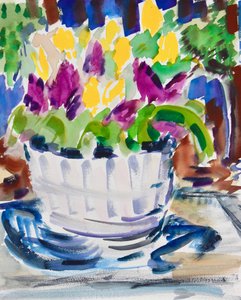 Flowers in a Barrel, 2021 (akvarel på papir)
