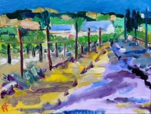 Vineyard Outside Santa Rosa, 2021 (olie på lærred)