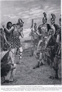 Agricola modtager en irsk kongekarl, illustration fra "Hutchinson