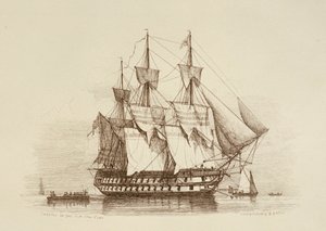Canopus 80 guns First class 2nd rate, ca. 1849 (radering)