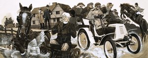 En støjende ny bil skræmmer landsbyboerne og deres heste af Richard Hook