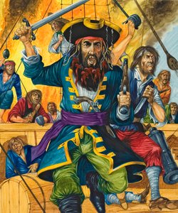 Blackbeard (ca. 1680-1718) (gouache på papir) af Richard Hook