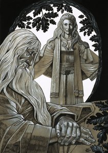 Merlin og Vivian, feen Lady of the Lake af Richard Hook
