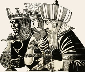Three Kings (gouache på papir) af Richard Hook