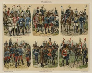 Kavaleri af europæiske hære (farve litho) af Richard Knotel