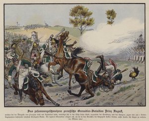 Grenaderbataljonen af ​​Prins Augustus af Preussen i slaget ved Prenzlau, 28. oktober 1806 (farvefoto)