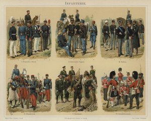 Infanteri af europæiske hære (farve litho) af Richard Knotel