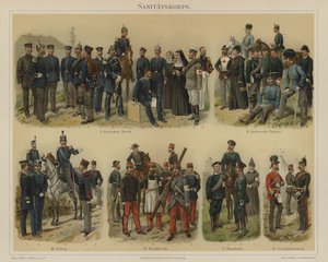 Lægekorps af europæiske hære (farve litho) af Richard Knotel