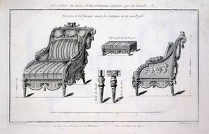 Bergere lænestol i tyrkisk stil, fra Oeuvres divers de Lalonde, dekoratør og designer, udgivet 1780-96 af Richard Lalonde