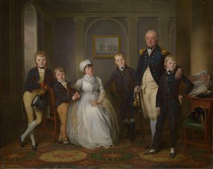 Kaptajn Richard Grindall (1750-1820) og hans familie, ca. 1800 (olie på lærred)