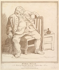 Mr. Ben: Read, et medlem af Hogarths Club på Bedford Arms Tavern, tegnet b..., 27. november 1781.