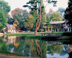Dronningens hus i Hamlet of Queen Marie Antoinette, i parken ved Chateau de Versailles.