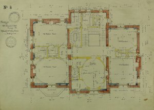 William Borden Residence, Chicago, Illinois, plan over anden etage af Richard Morris Hunt