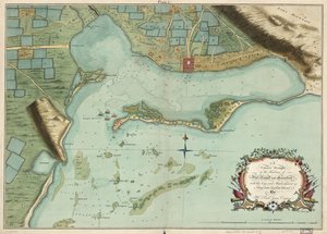 Et korrekt udkast til havnene i Port Royal og Kingston, med nøgler og stimer tilstødende &c. fra en sen nøjagtig undersøgelse af Mr. Richd Jones, ingeniør. af Richard; Mynde Jones