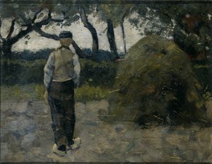 En landmand, der står nær en høstak af Richard Nicolaüs Roland Holst