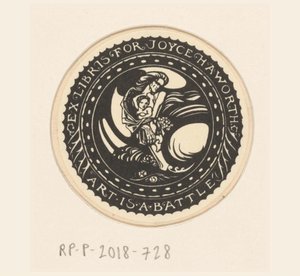 Ex libris af Joyce Haworth Kunst er en kamp (titel på objekt) af Richard Nicolaüs Roland Holst