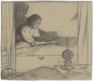 Kvinde Overhus, siddende i sengen (anden udkast) af Richard Nicolaüs Roland Holst