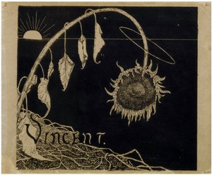 Coverdesign til Vincent van Goghs udstilling i Amsterdam par Holst, Richard Roland (1868-1938). Litografi, størrelse: 18,2x21 af Richard Nicolaus Holst Roland