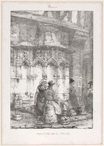 Arkitektoniske rester og fragmenter: Rouen - La Crosse-fontænen af Richard Parkes Bonington