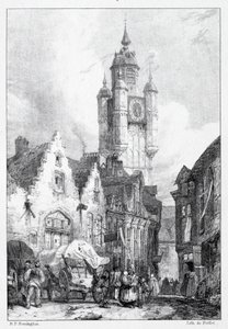 Bergues: Markedstårnet, 1824. af Richard Parkes Bonington