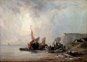 Både ved Normandiets kyst, 1823. af Richard Parkes Bonington