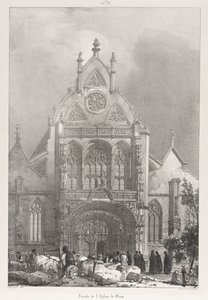 Maleriske og romantiske ture i det gamle Frankrig, Franche-Compté: Forsiden af kirken i Brou, 1825. af Richard Parkes Bonington