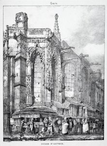 Rester og fragmenter af arkitektur fra middelalderen: Sankt Sauveur kirke, Caën af Richard Parkes Bonington