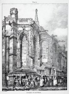 Rester og fragmenter af arkitektur fra middelalderen: Sankt Sauveur kirke, Caën af Richard Parkes Bonington