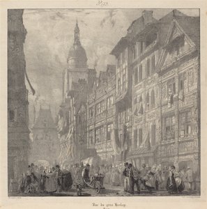 Rue du Gros-Horloge, Rouen af Richard Parkes Bonington