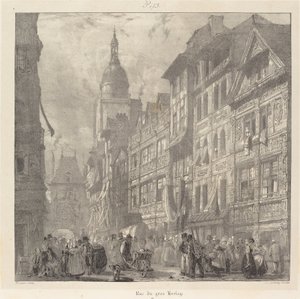 Rue du Gros-Horloge, Rouen af Richard Parkes Bonington
