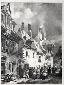 Gade i udkanten af Besançon, Frankrig af Richard Parkes Bonington
