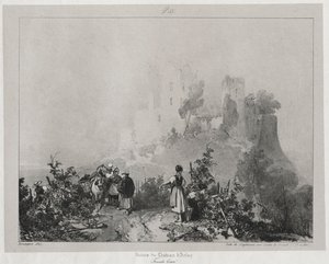 Maleriske og romantiske rejser i det gamle Frankrig, Franche-Comté: Ruinerne af slottet Arlay af Richard Parkes Bonington