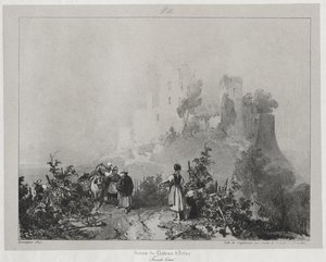 Maleriske og romantiske rejser i det gamle Frankrig, Franche-Comté: Ruinerne af slottet Arlay af Richard Parkes Bonington
