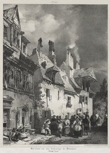 Maleriske og romantiske rejser i det gamle Frankrig, Franche-Comté: Udsigt over en gade i forstæderne til Besançon af Richard Parkes Bonington