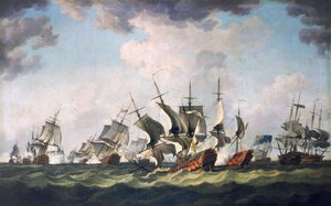 Slaget ved Quiberon-bugten, 20. november 1759 (oliemaleri) af Richard Paton